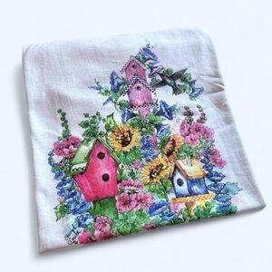 Vintage 1990s Floral Hummingbird Birdhouse Print graphic tee L